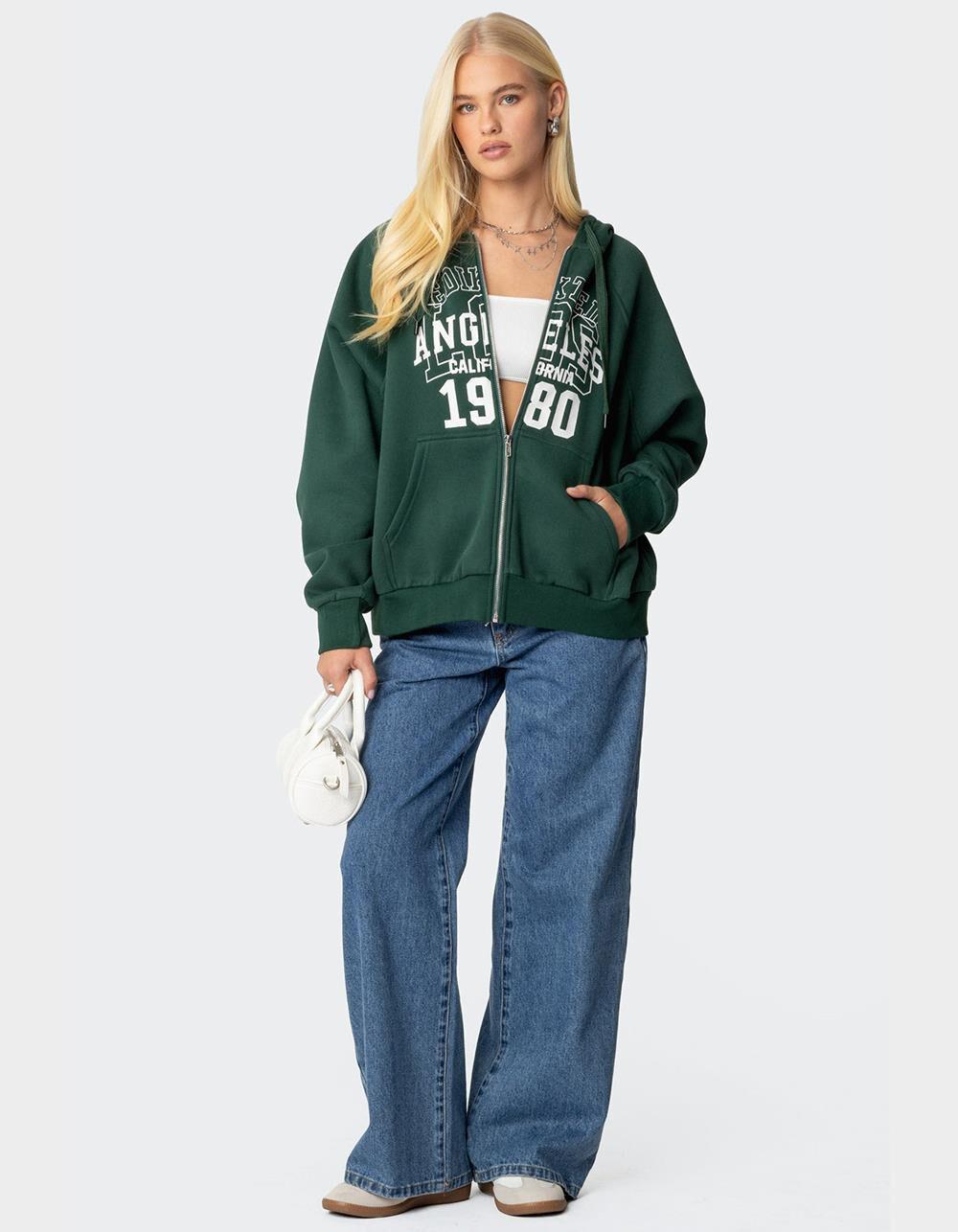 EDIKTED 1980 Oversized Zip Up Hoodie Product Image