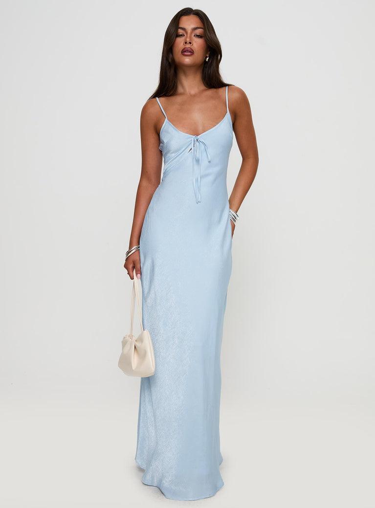 Linger Bias Cut Maxi Dress Blue Product Image