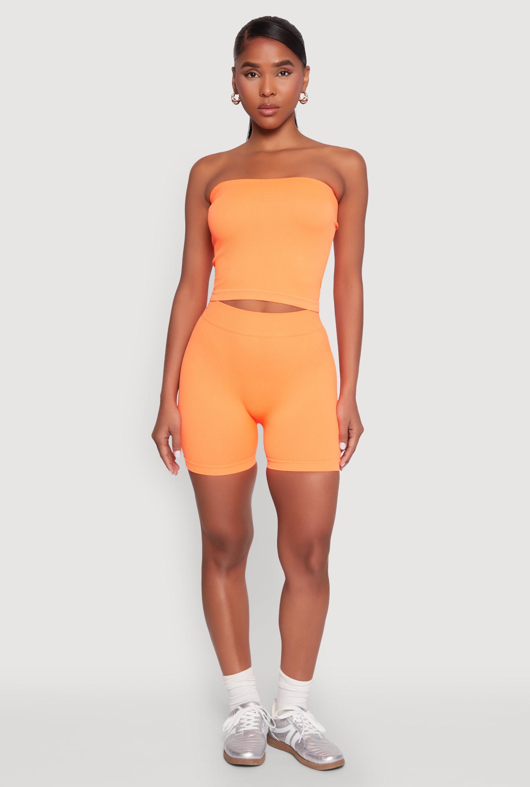 Womens Compression Rib Seamless Tube Top and Shorts Product Image