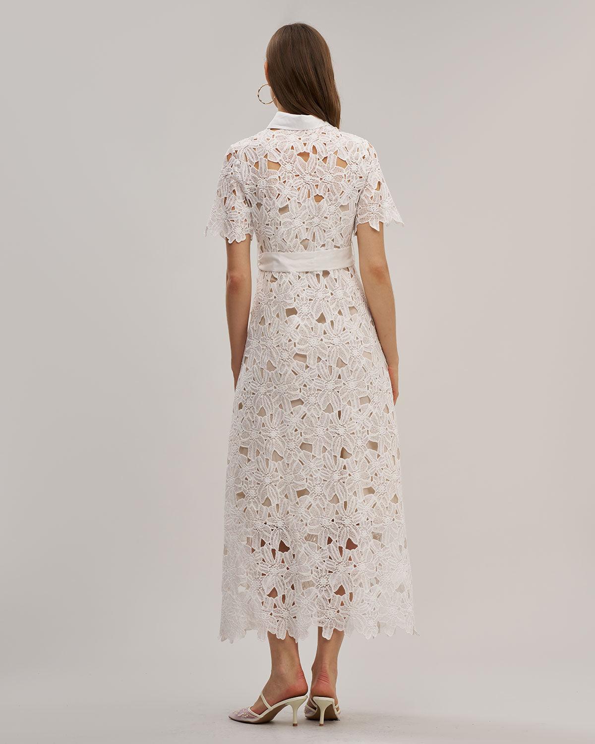 White Cut Out Button Maxi Dress Product Image