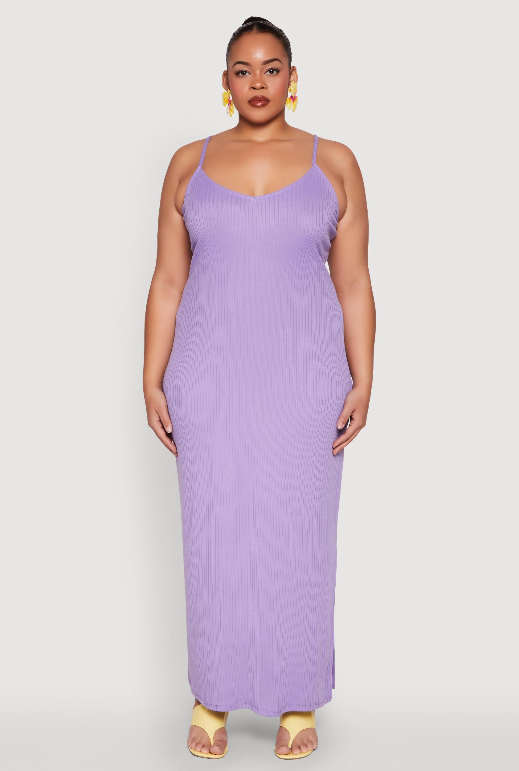 Womens Plus Size V Neck Side Slit Maxi Dress Product Image