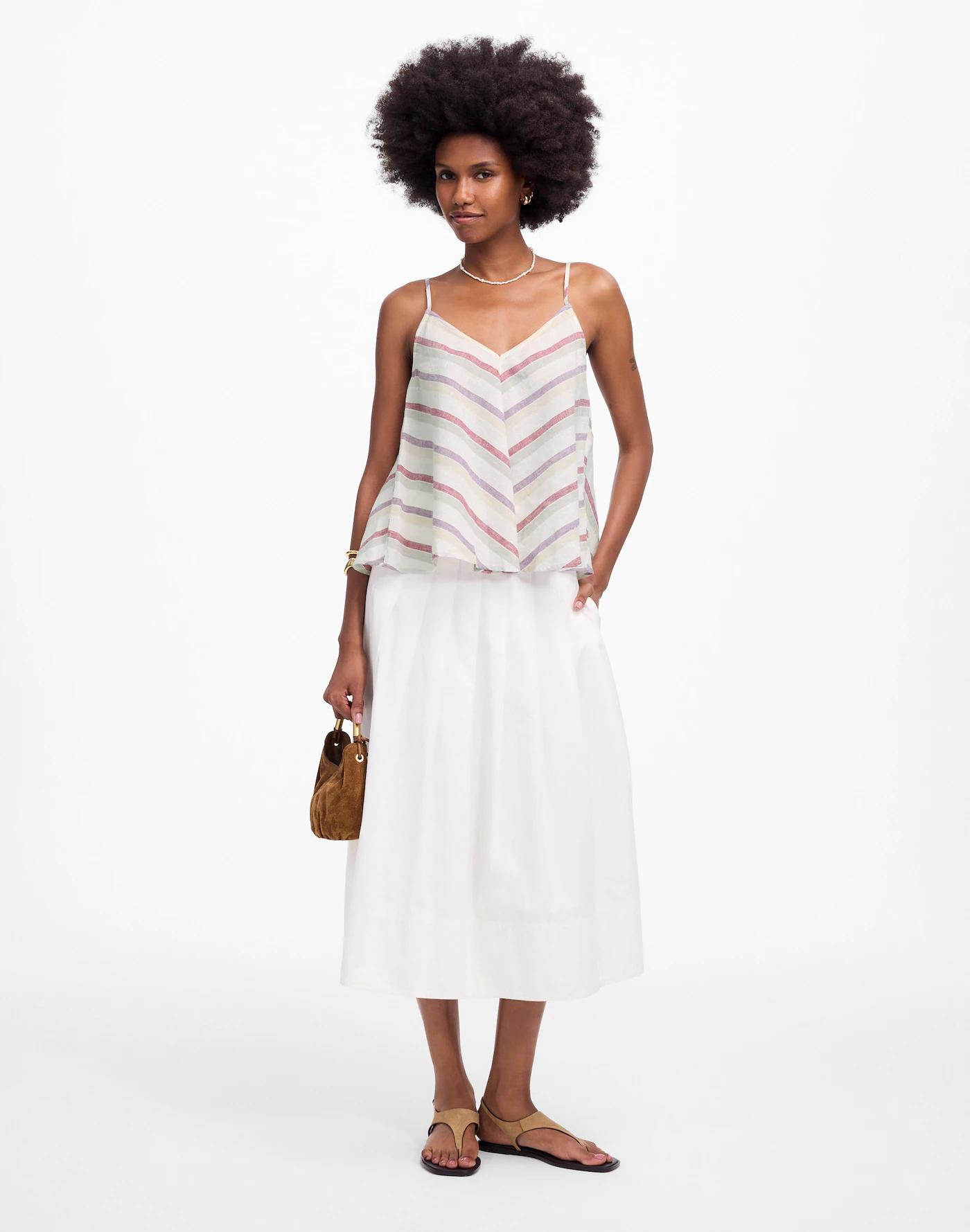 Linen V-Neck Tank in Stripe Product Image