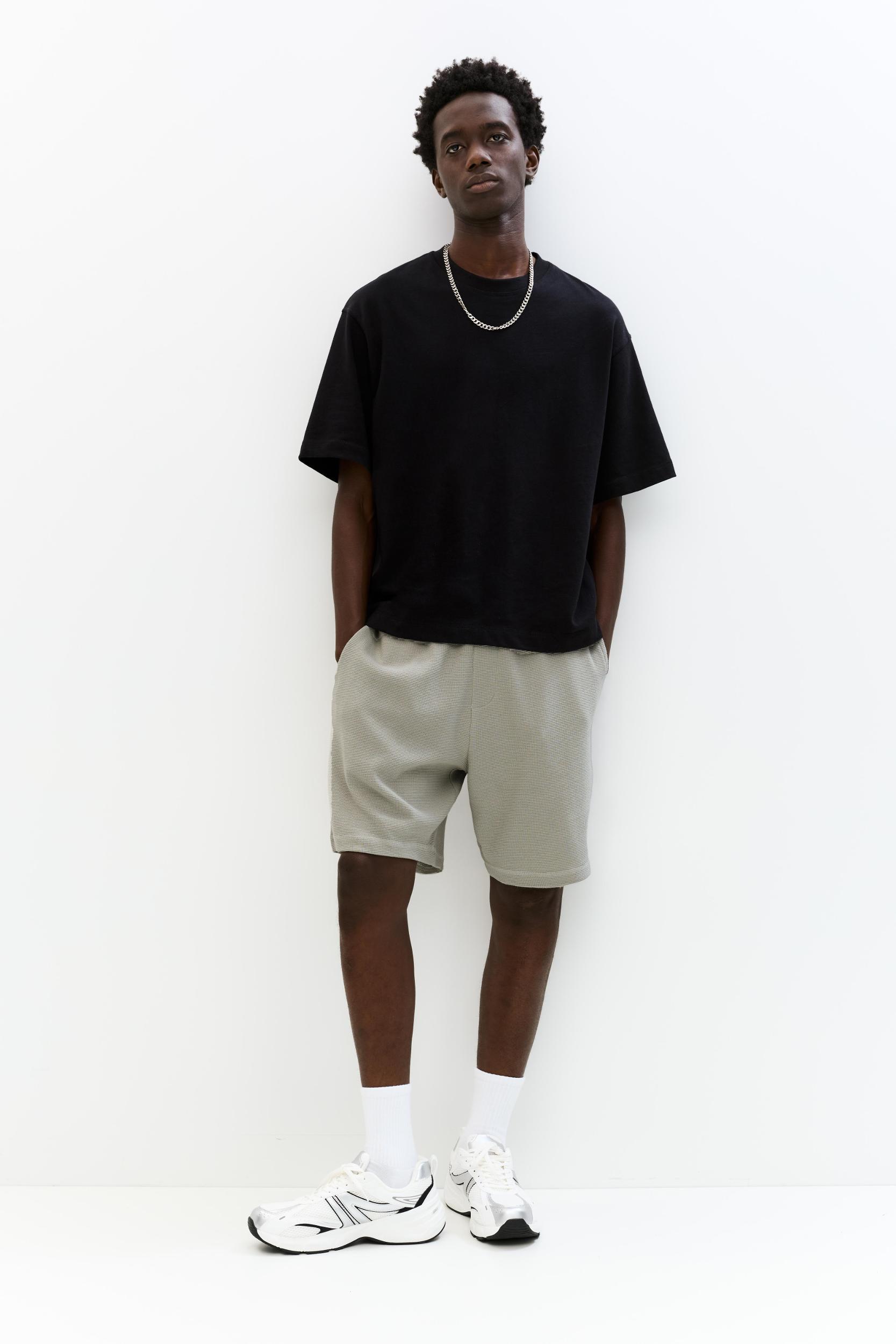 Jogger Bermuda shorts in waffle-knit fabric Product Image