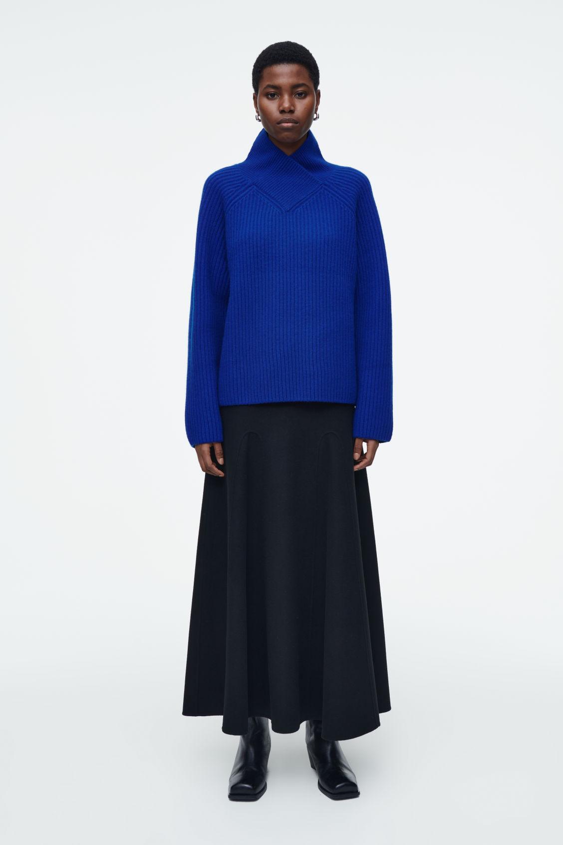 WRAP-COLLAR MERINO WOOL SWEATER Product Image