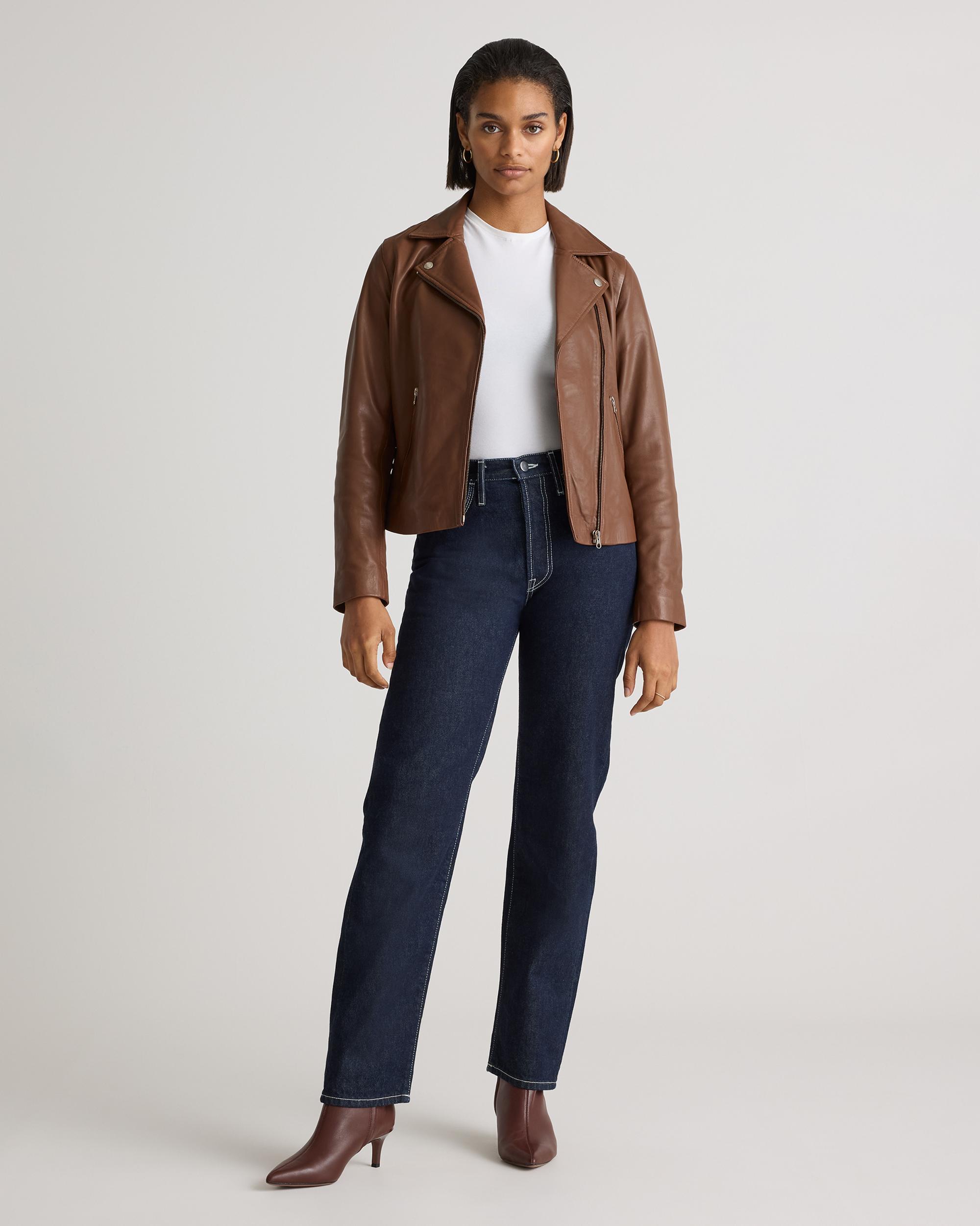 Quince | Women's 100% Washed Leather Biker Jacket Size XS Product Image