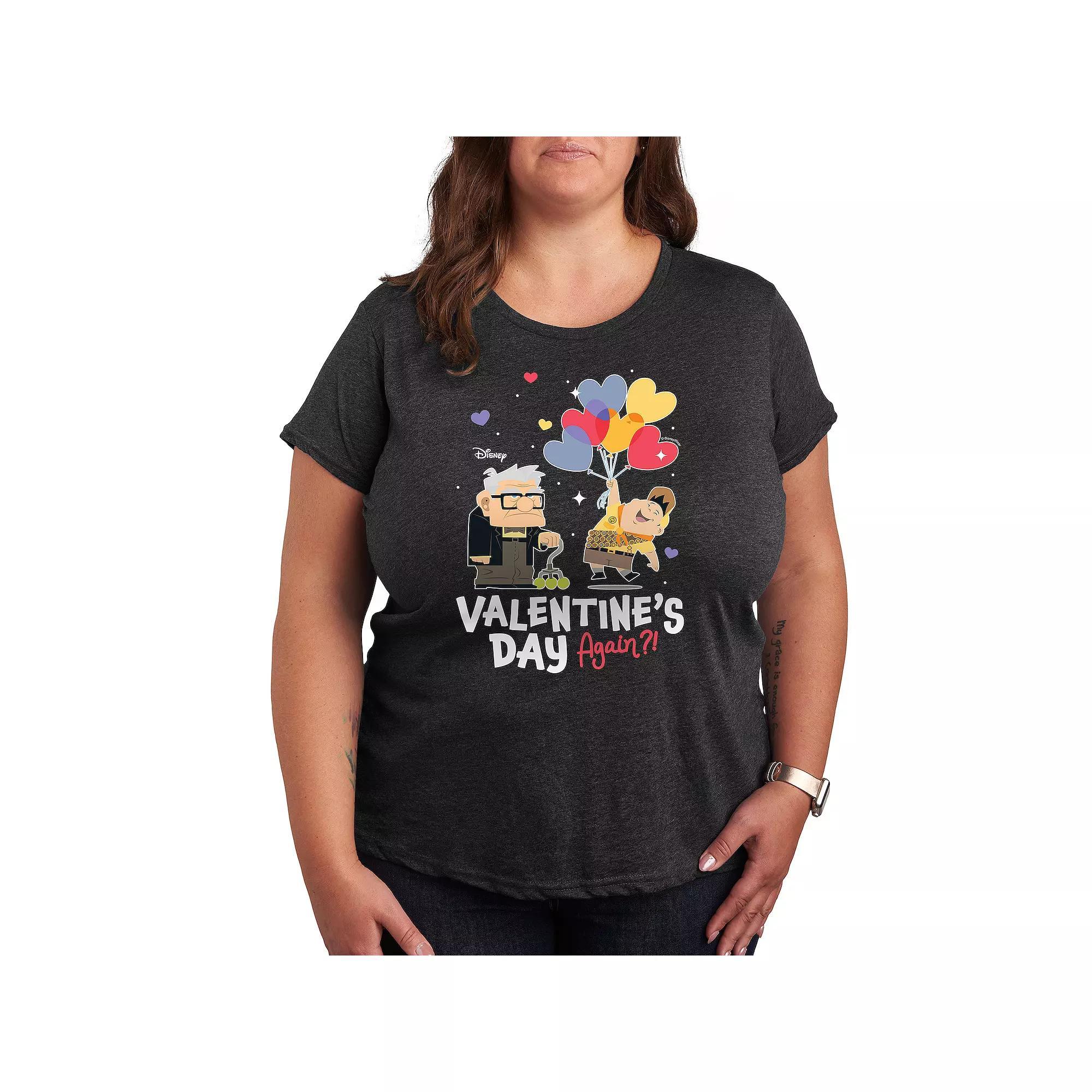 Disney / Pixars Up Plus Valentines Day Again Graphic Tee, Womens Heather Grey Product Image