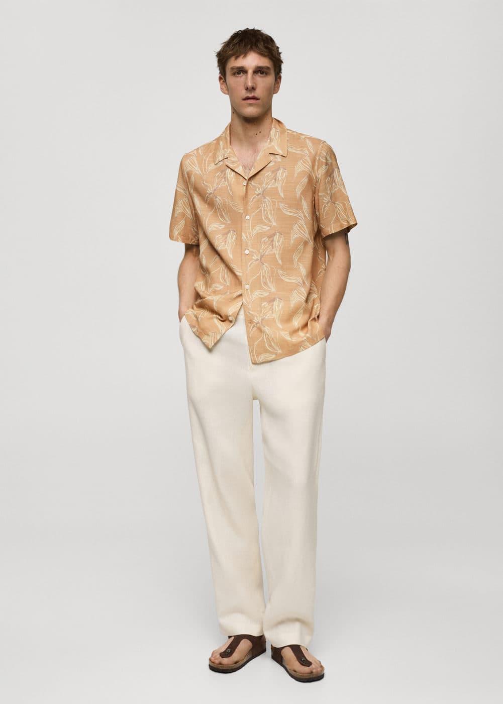 Printed fluid regular-fit shirt - Men | MANGO USA Product Image