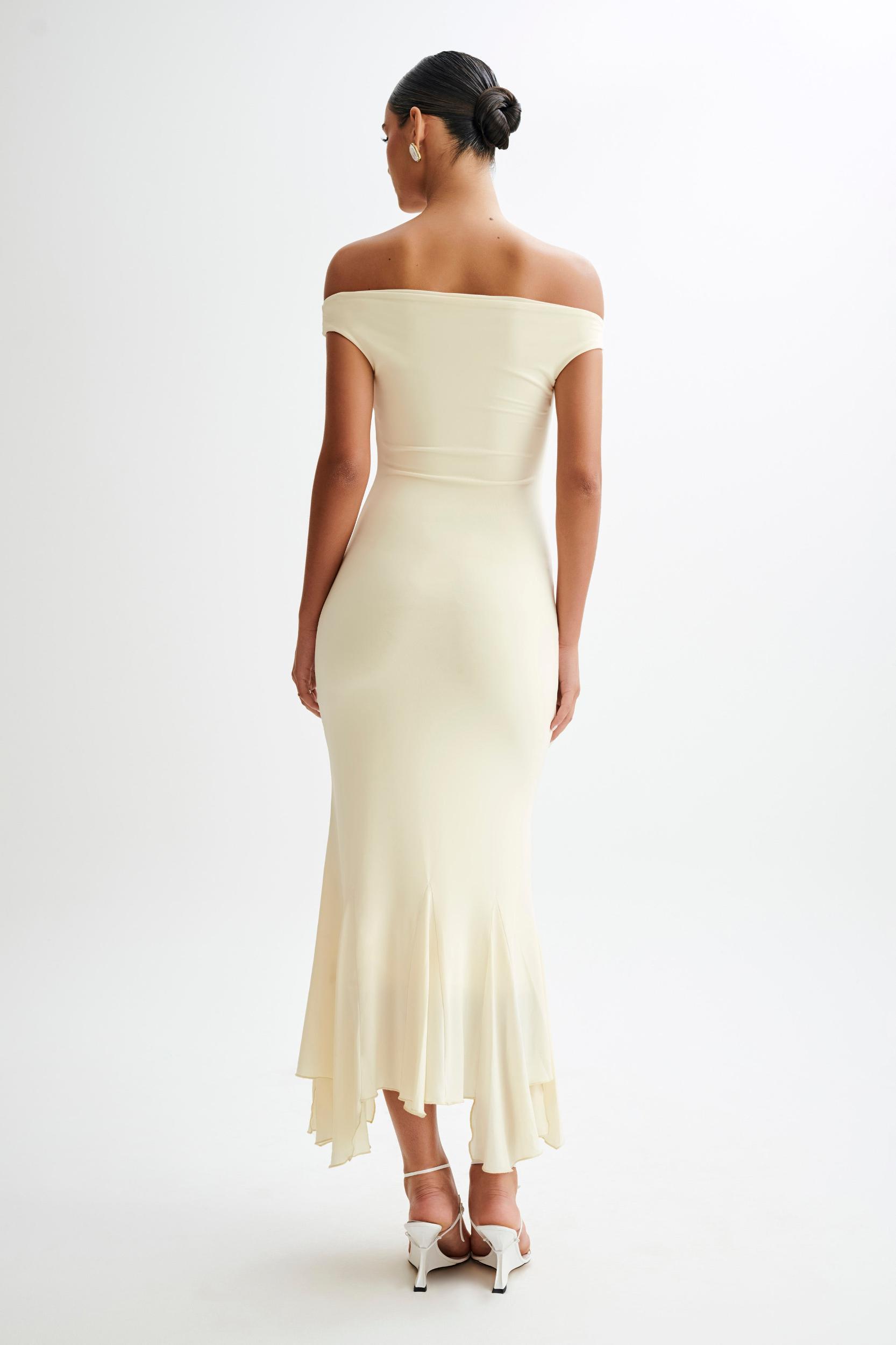 Analina Slinky Handkerchief Midi Dress - Lemon Sherbet Product Image