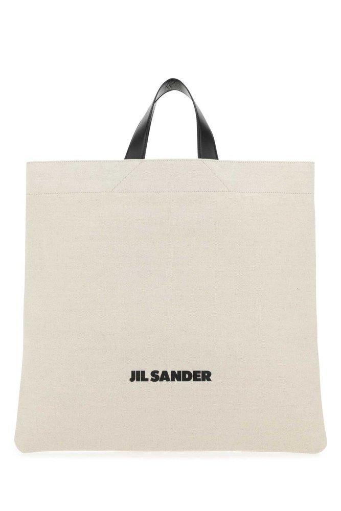 JIL SANDER Logo Printed Large Tote Bag In White Product Image