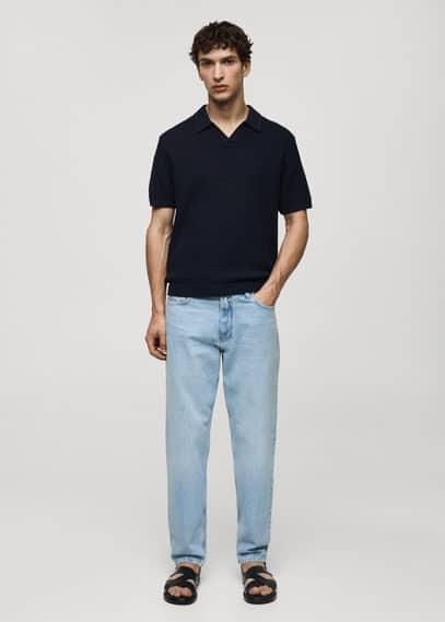 Braided knit polo shirt - Men | MANGO USA Product Image