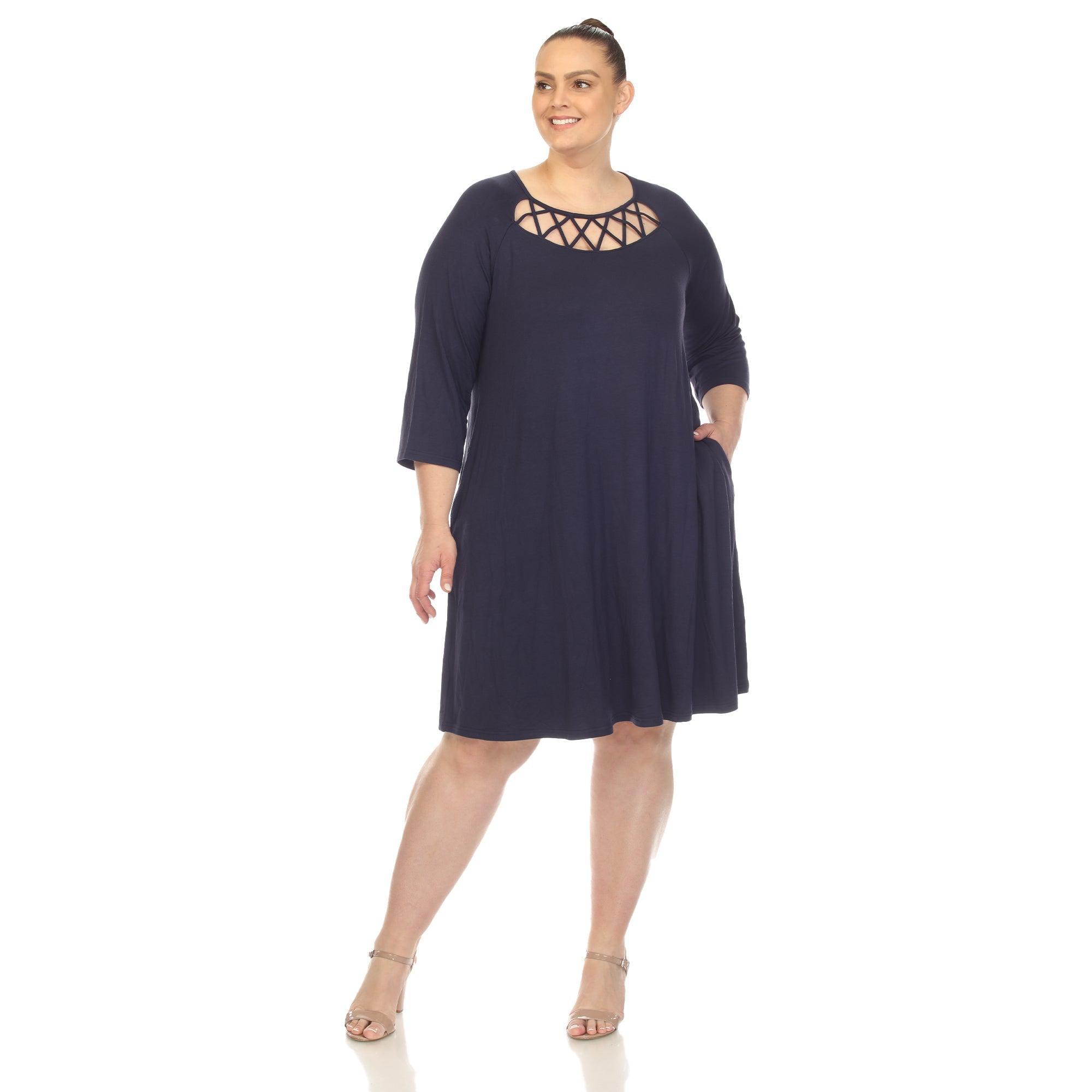 Criss Cross Neckline Swing Midi Dress - Plus Product Image