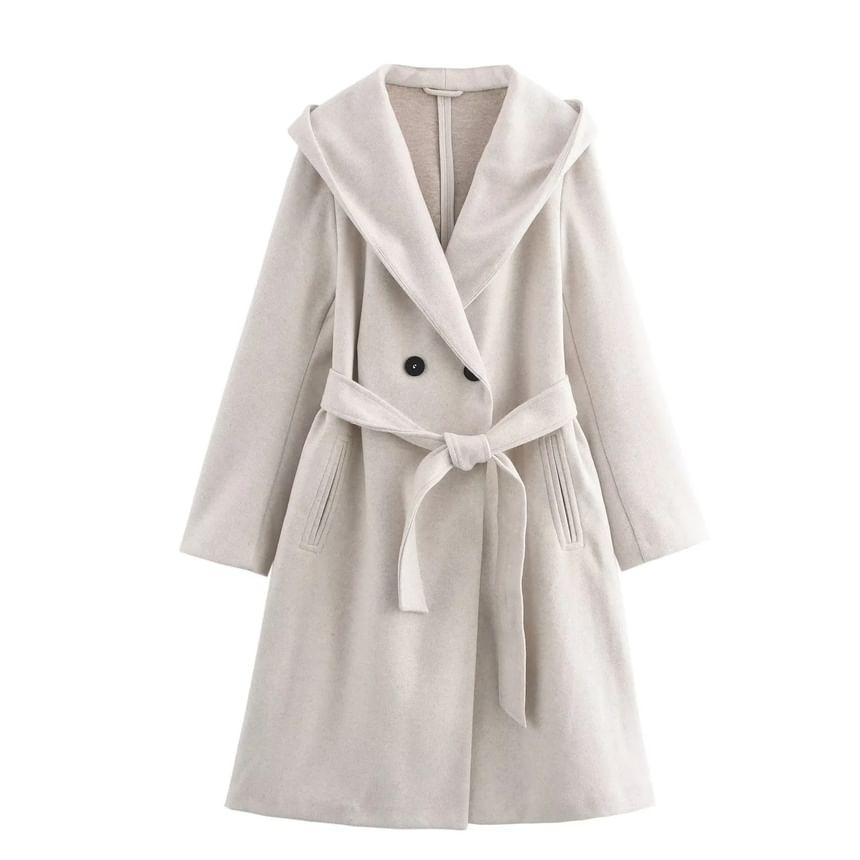 Plain Double-Breasted Coat Product Image