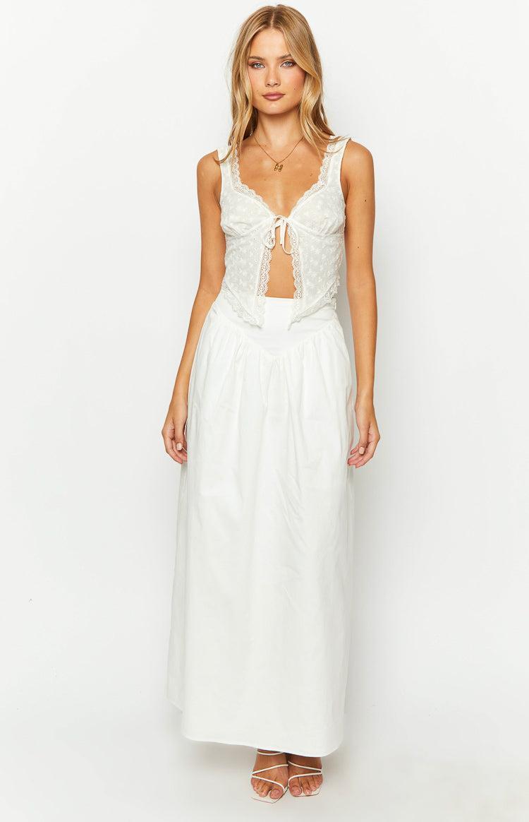 Sweetheart Swirl White Midi Skirt Product Image