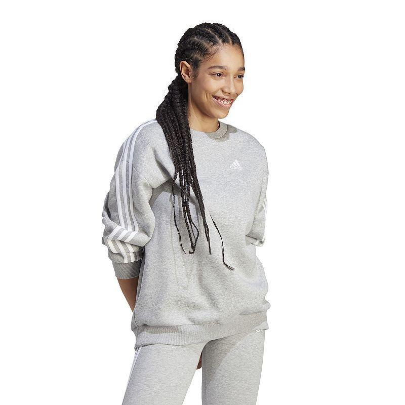 Womens adidas Essentials 3-Stripes Oversized Fleece Sweatshirt, Womens Product Image