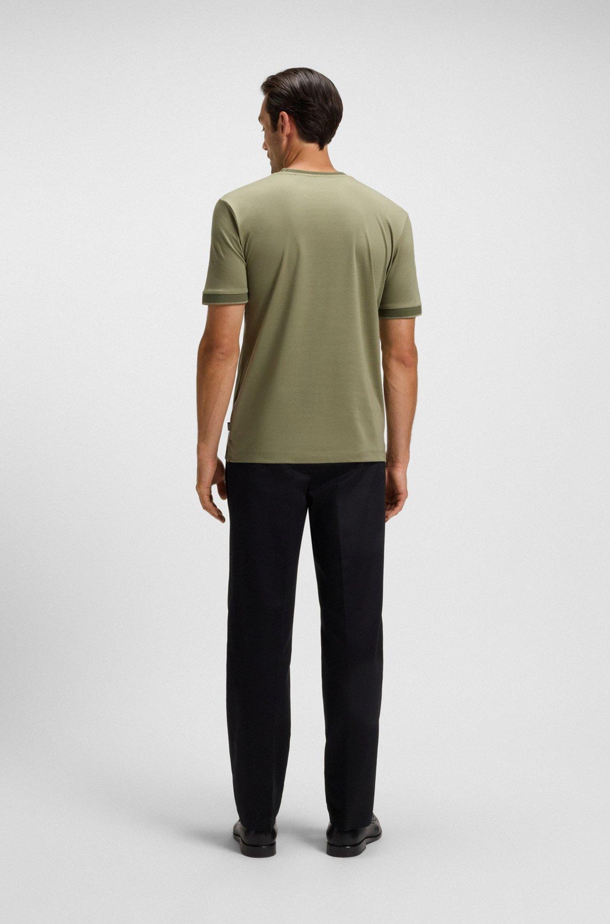 Mercerised-cotton slim-fit T-shirt with contrast trims Product Image