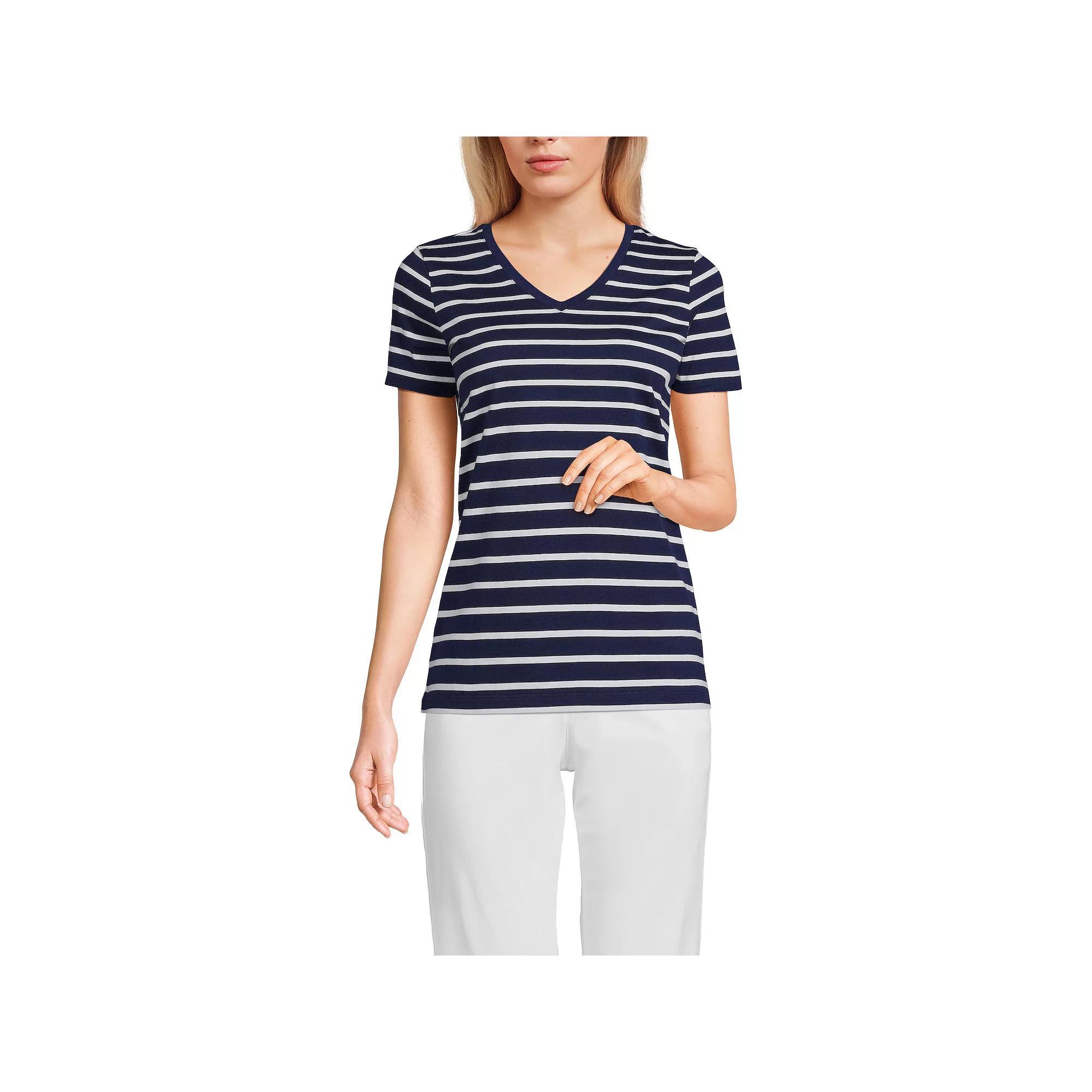 Women's Lands' End Relaxed-Fit Supima Cotton V-Neck Tee, Size: Small, Soft  Blue Product Image