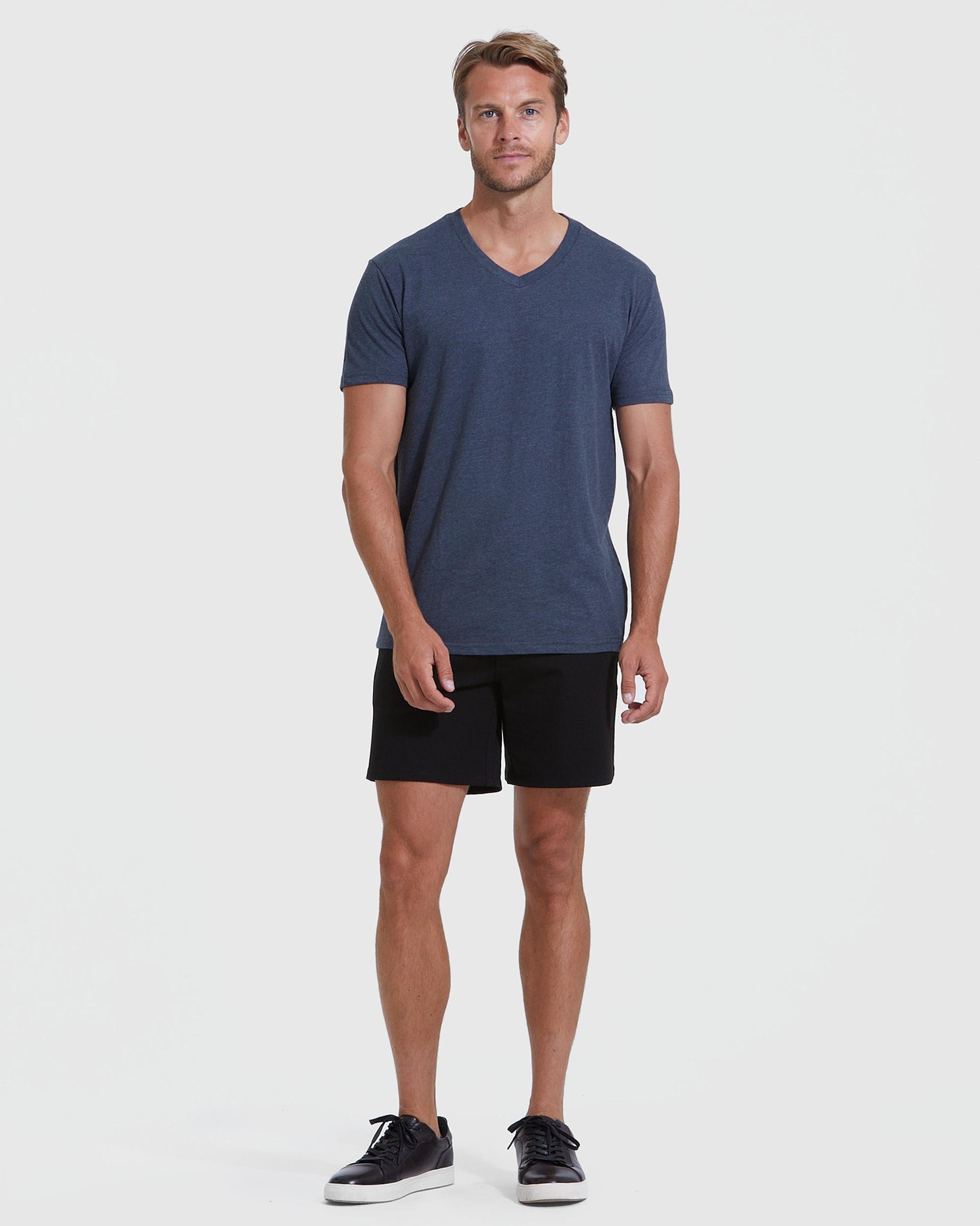 Heather Navy Classic V-Neck Product Image
