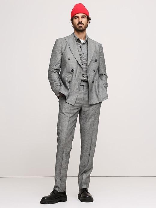 Italian Houndstooth Double-Breasted Suit Jacket Product Image
