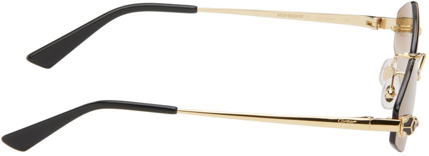 CARTIER Gold 'panthère De ' Sunglasses In Gold-gold-brown Product Image