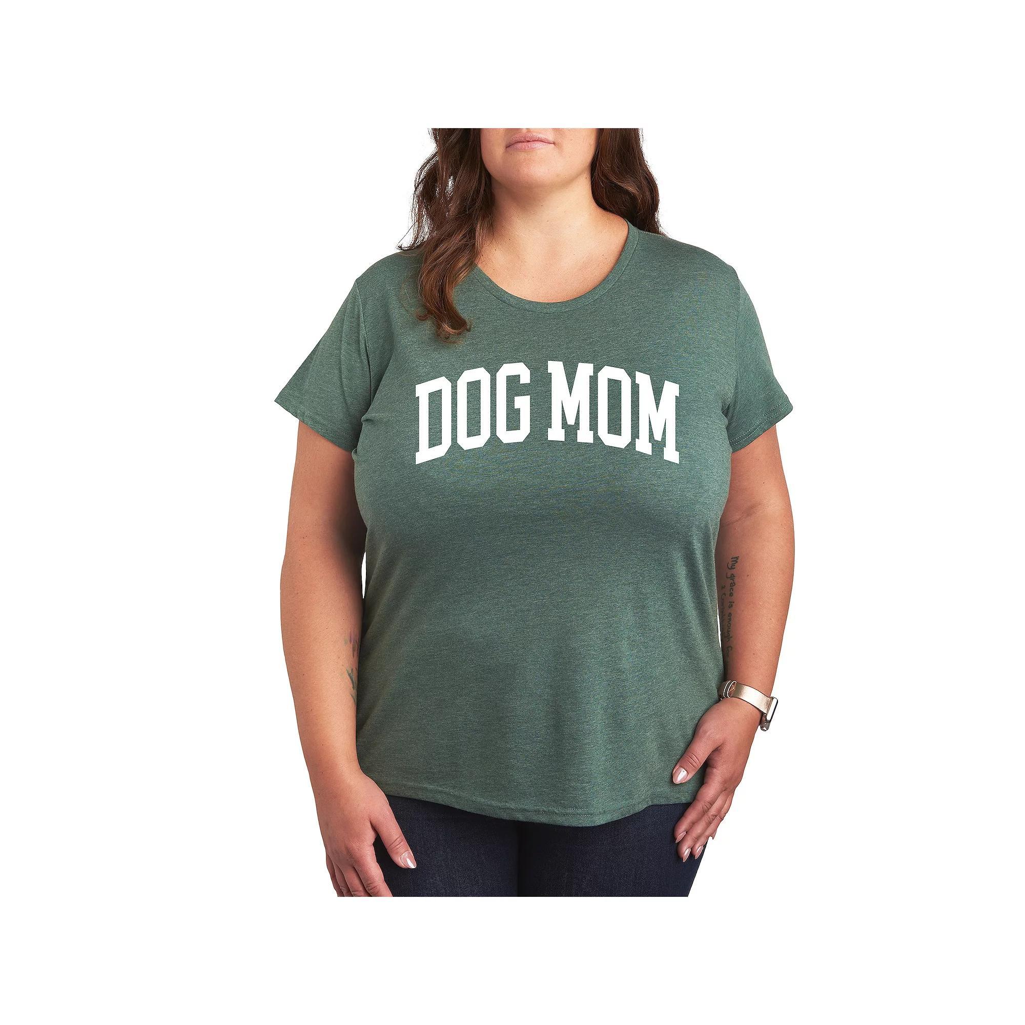 Plus Dog Mom Collegiate Graphic Tee, Womens Grey Blue Product Image