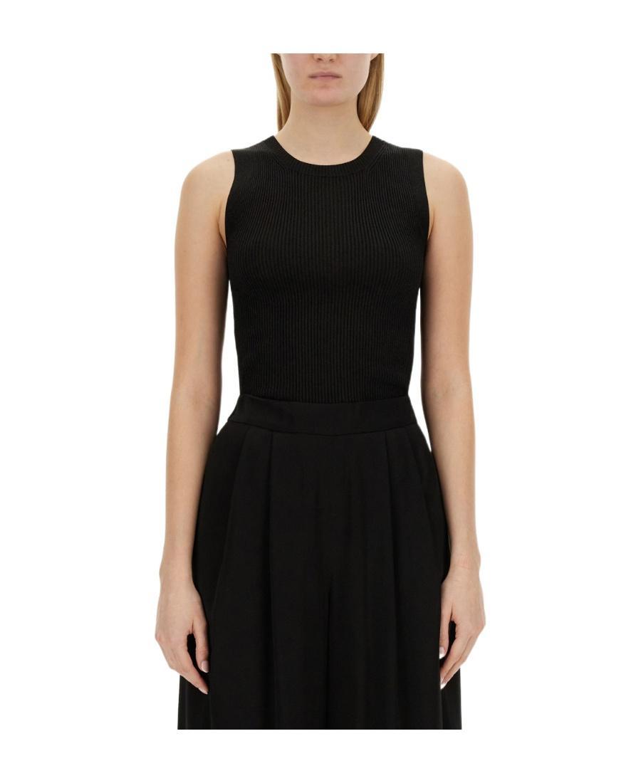 FABIANA FILIPPI Metallic-thread Ribbed Tank Top In Black Product Image