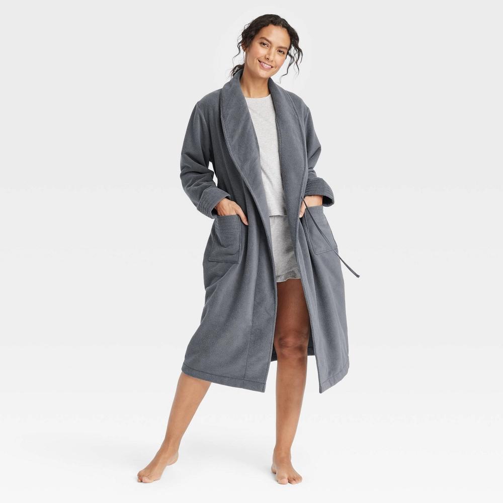 Womens Terry Robe - Auden Dark 1X/2X: Shawl Collar, Long Sleeve, Belt Loops Product Image