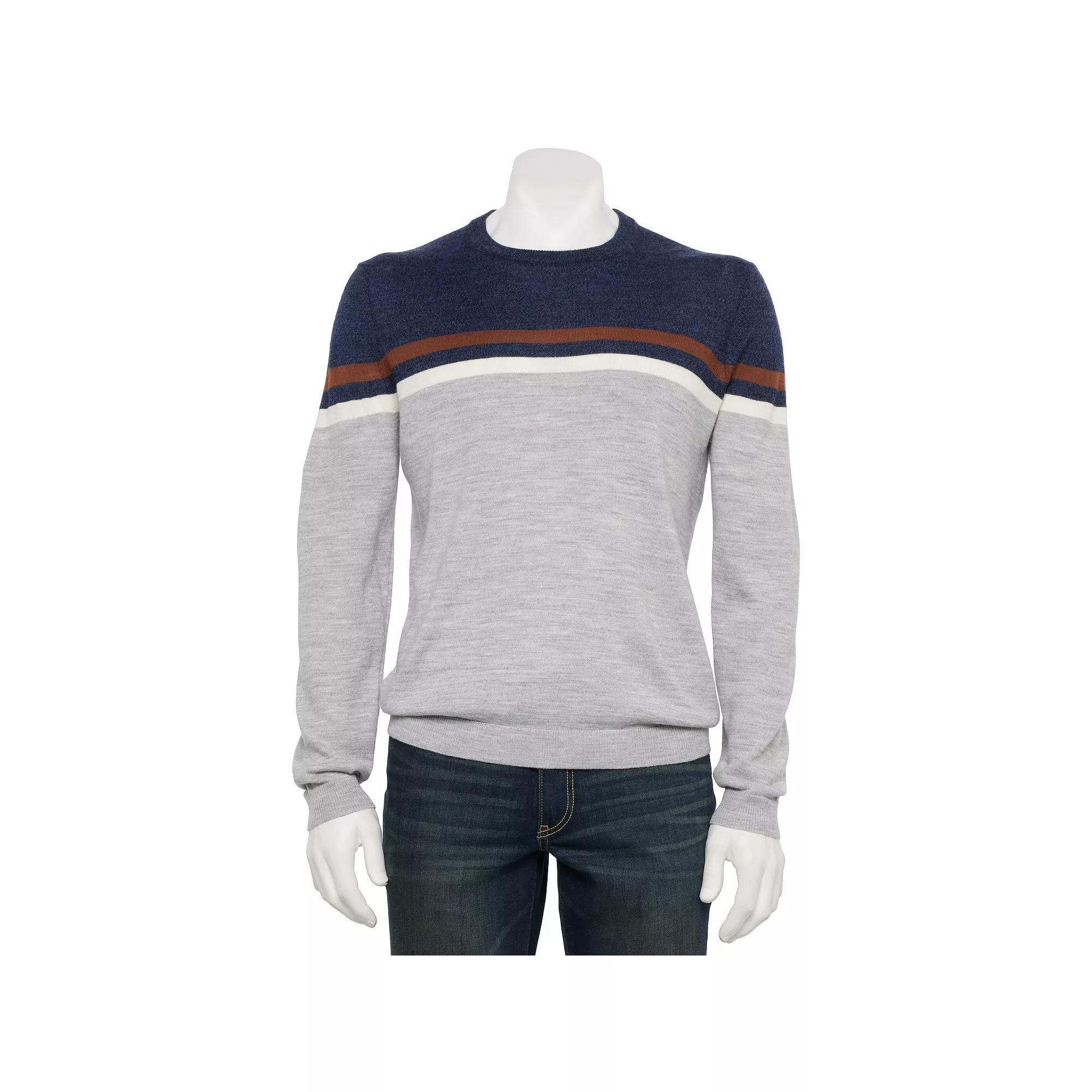 Men's Apt. 9® Merino Wool Blend Colorblock Pattern Crewneck Sweater, Size: Large, Red Colorblock Product Image
