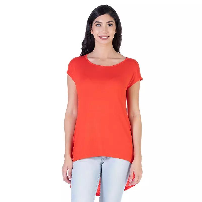 Women's 24Seven Comfort Apparel Short Sleeve High-Low Tunic Top, Size: 1XL, Blue Product Image