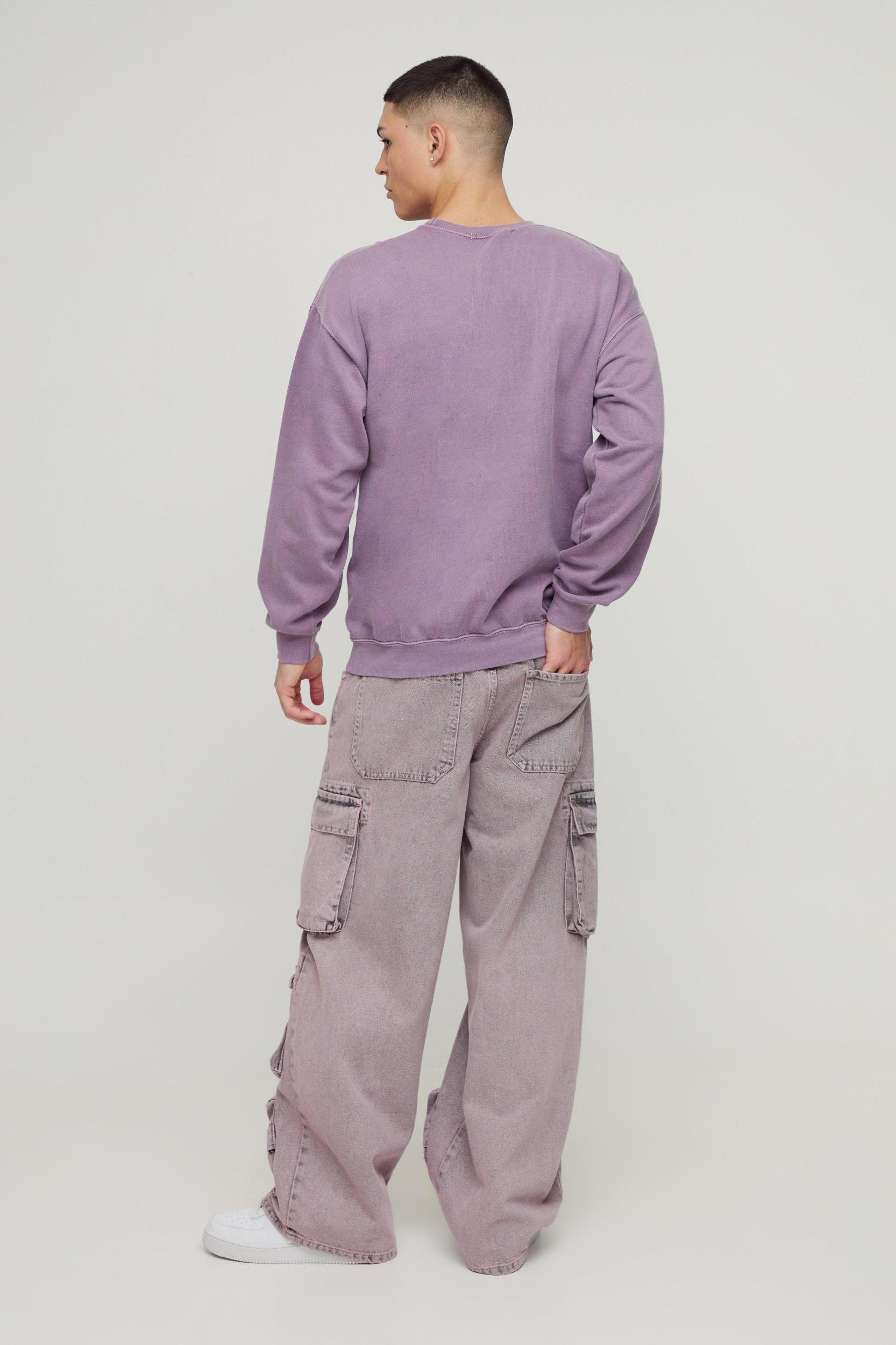 Baggy Rigid Pink Tinted Multi Pocket Cargo Denim Jeans | boohooMAN USA Product Image