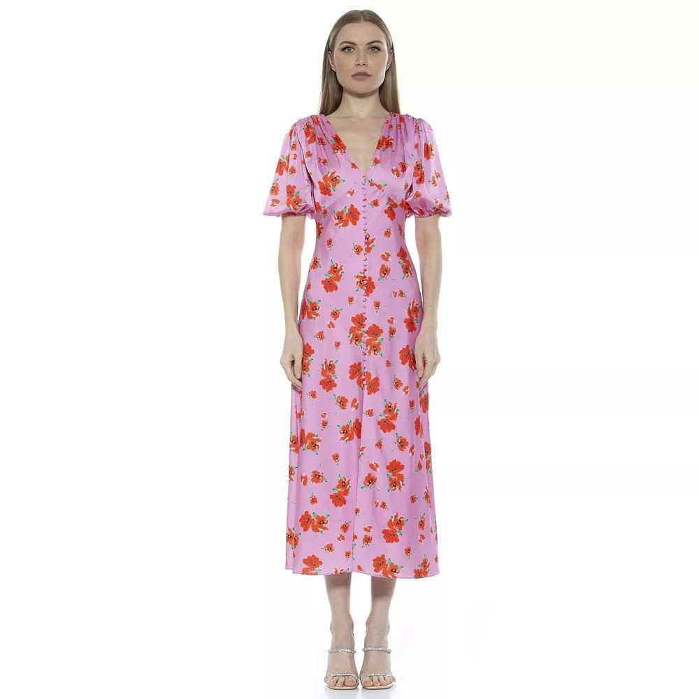 Women's ALEXIA ADMOR Lorelei Bubble Sleeve Midi Dress, Size: 8, Halogen Blue Product Image
