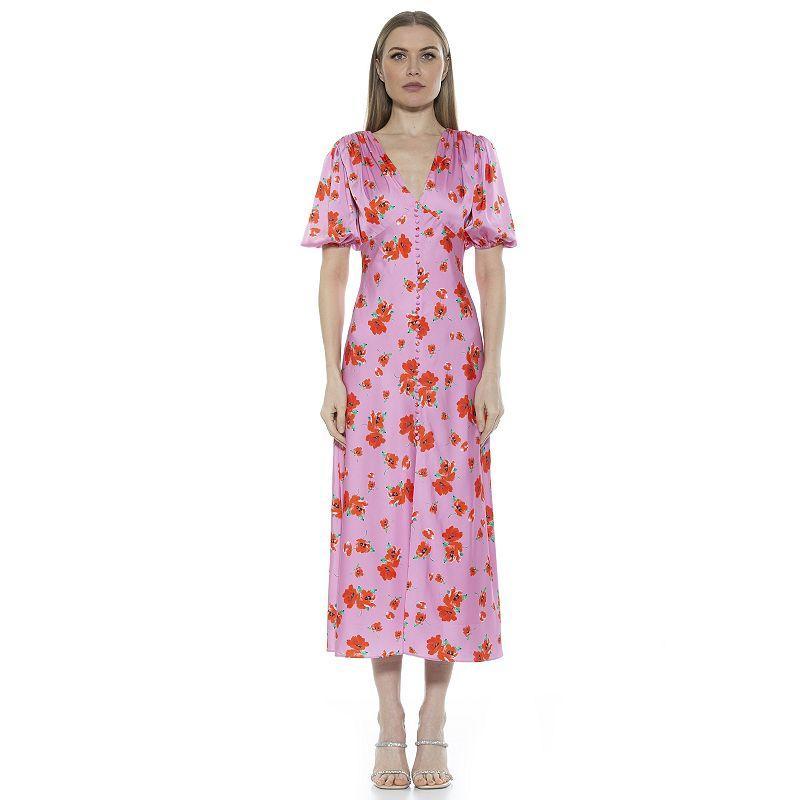 Women's ALEXIA ADMOR Lorelei Bubble Sleeve Midi Dress, Size: 8, Halogen Blue Product Image