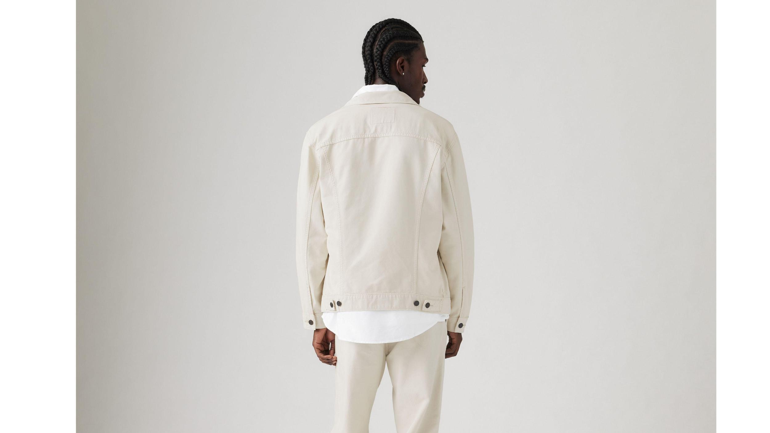 Relaxed Fit Linen+ Denim Trucker Jacket Product Image