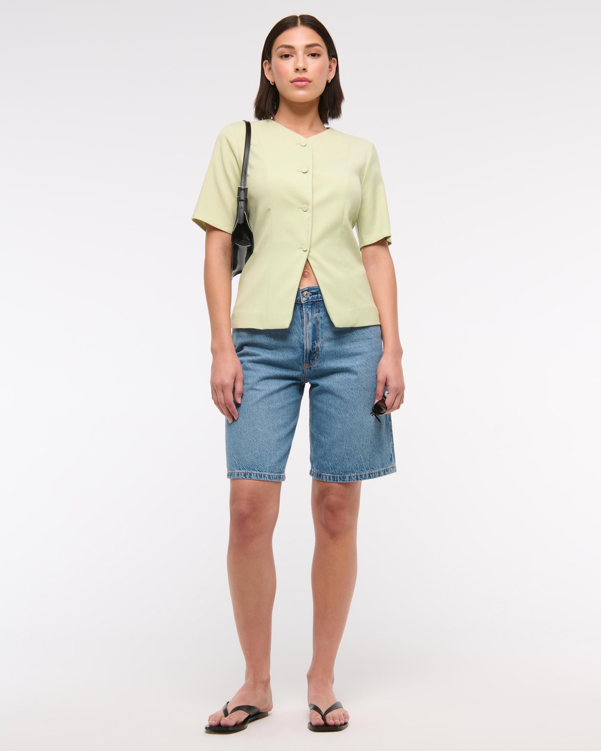 Short-Sleeve Tailored Vest Top Product Image