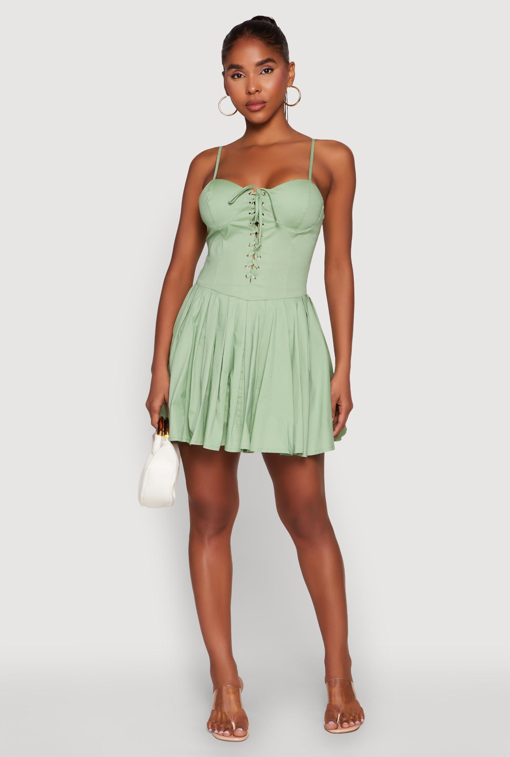 Womens Lace Up Bustier Skater Dress Product Image