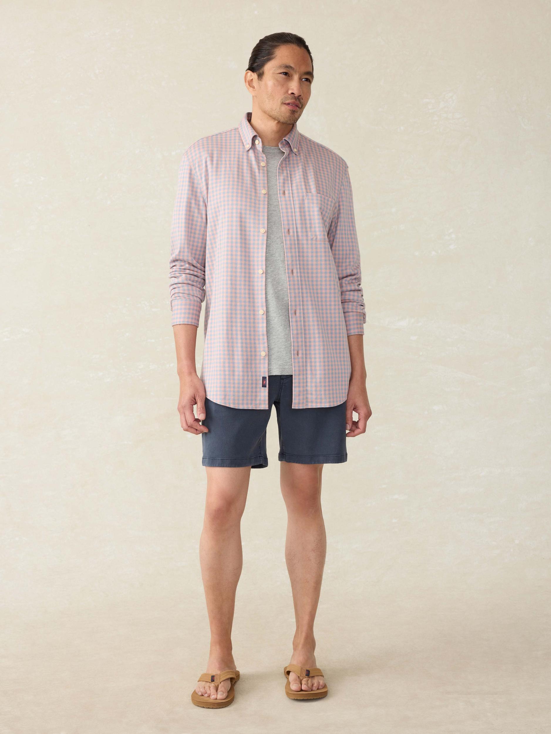 Coastline Knit Shirt - Blue Coral Gingham Male Product Image