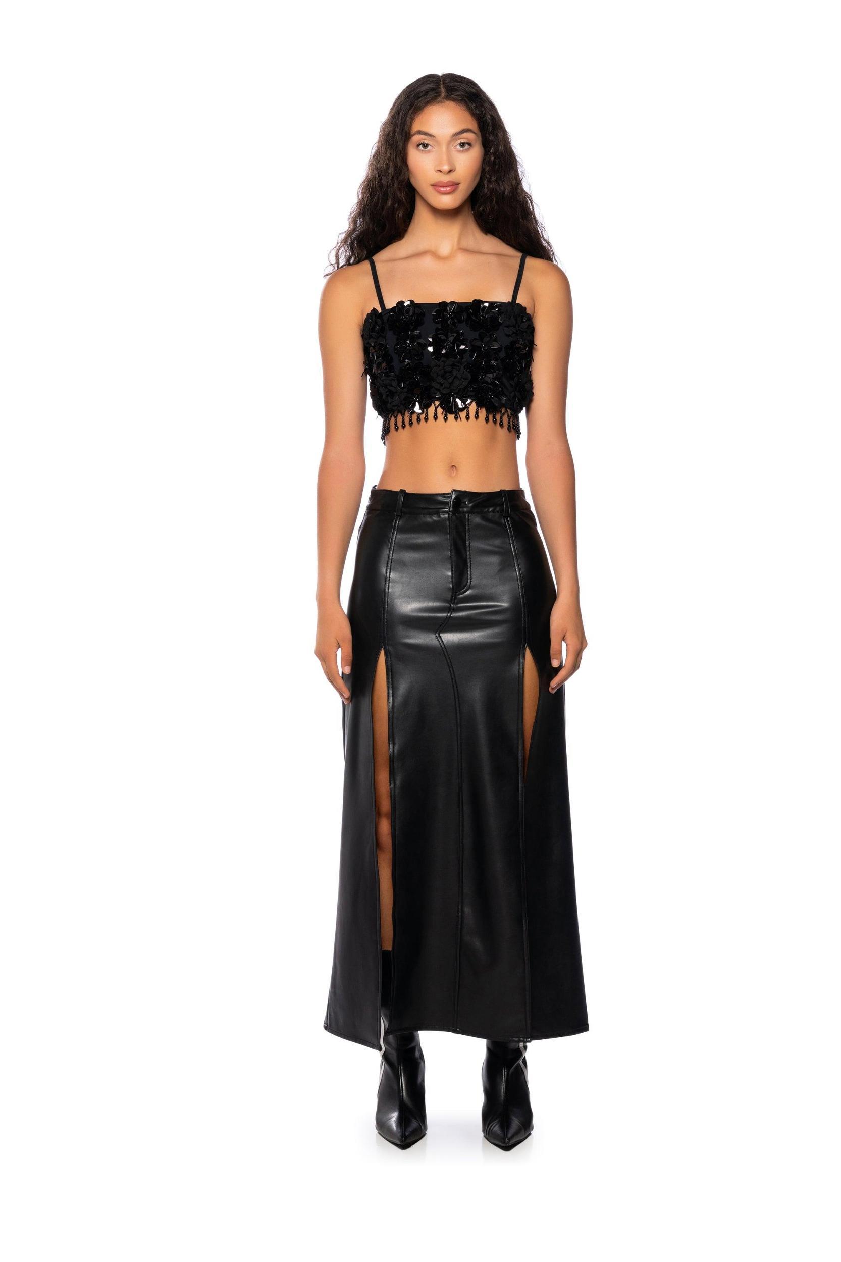THE LUXE LIFE SEQUIN FLOWERS CROP TOP Product Image