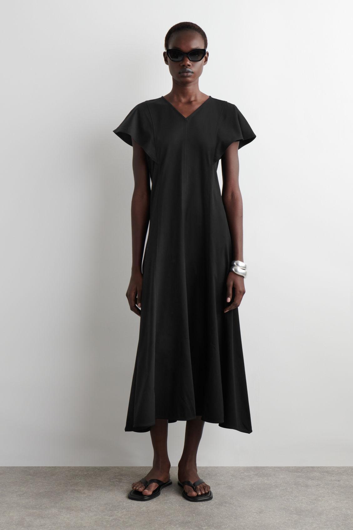 PETAL-SLEEVE COTTON MIDI DRESS Product Image