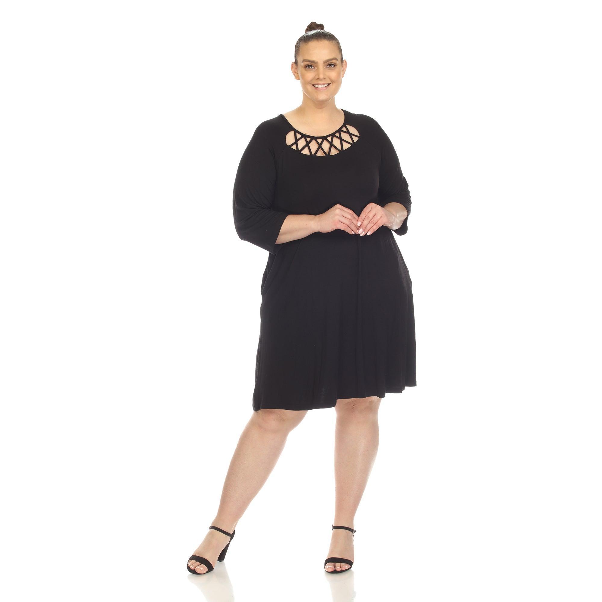 Criss Cross Neckline Swing Midi Dress - Plus Product Image