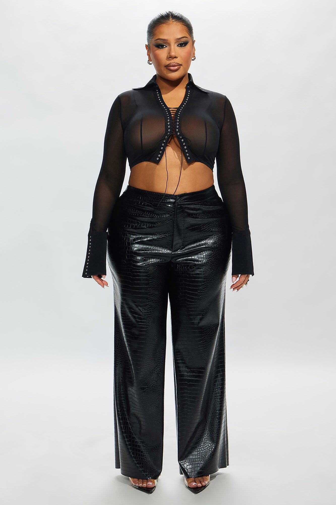 Genevieve Faux Leather Pant - Black Product Image
