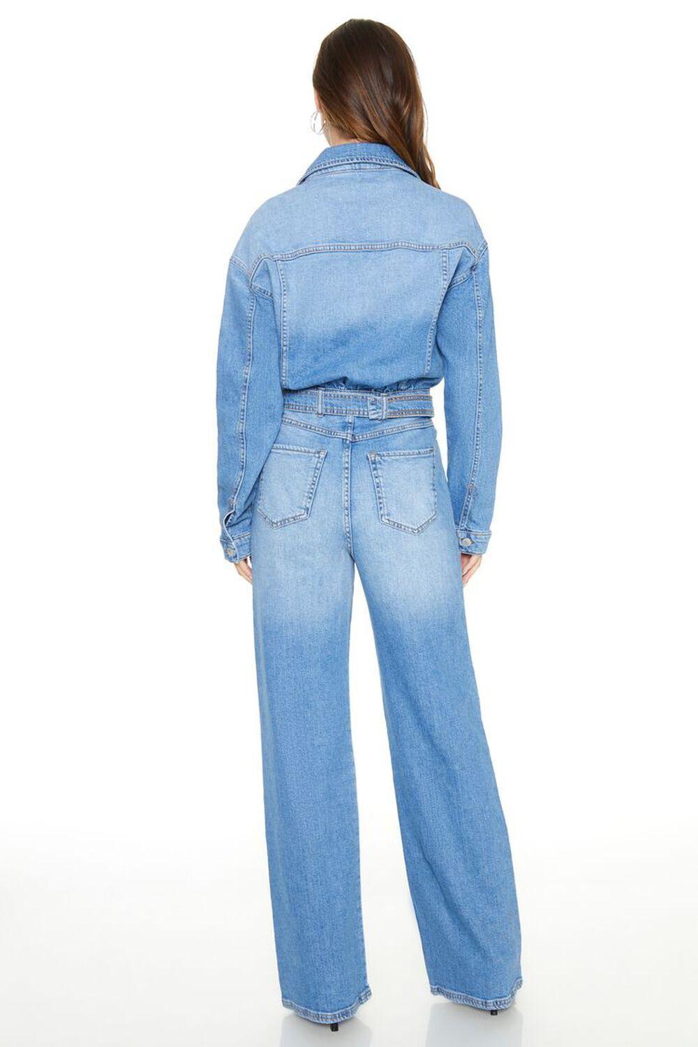 Belted Wide-Leg Denim Jumpsuit | Forever 21 Product Image
