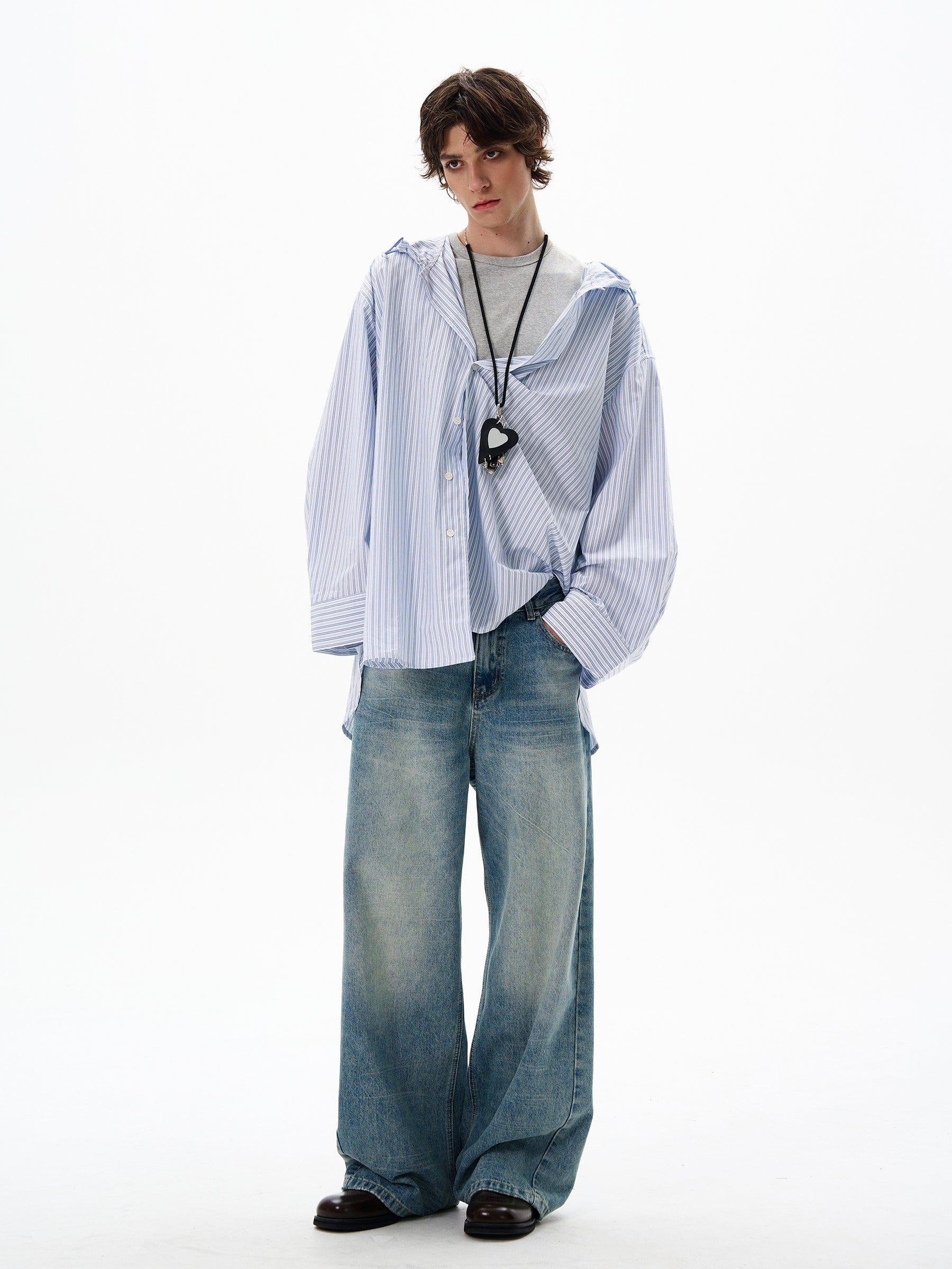 RT No. 12685 WASHED BLUE DENIM STRAIGHT JEANS Product Image