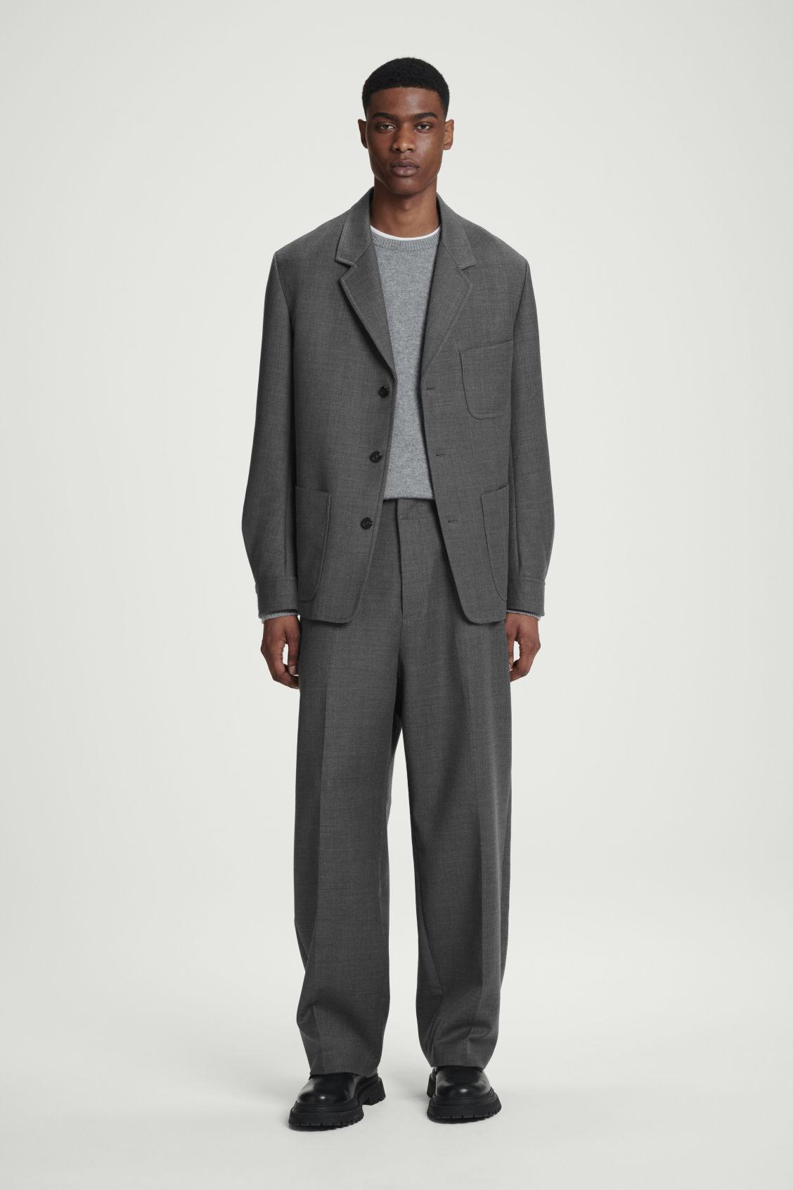 RELAXED UNSTRUCTURED MERINO WOOL-BLEND BLAZER Product Image