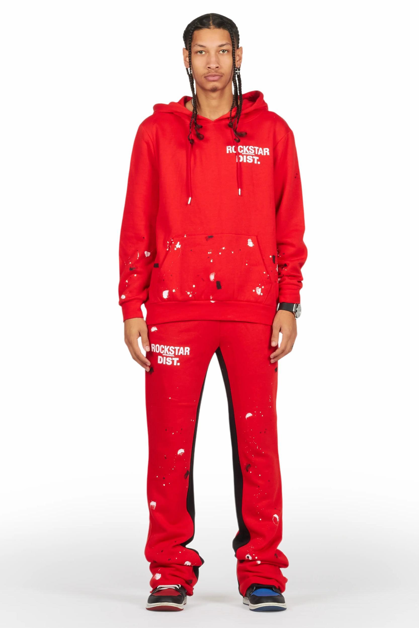 Jaco Red Hoodie Baggy Fit Pant Track Set Male Product Image