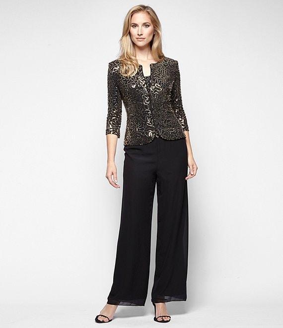 Alex Evenings Petite Size Silky Chiffon Pants Product Image