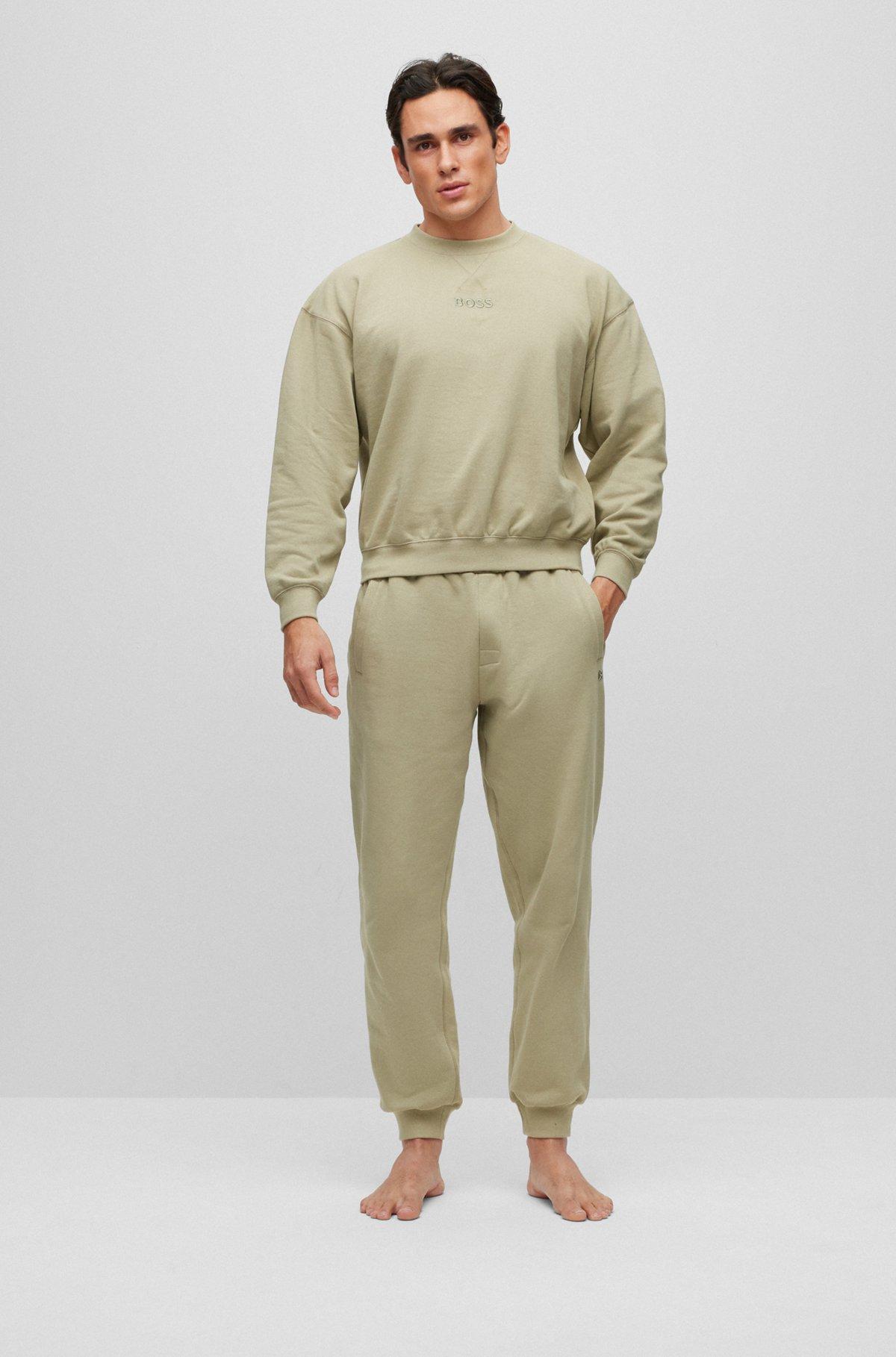 Suede-look pajamas in cotton with embroidered logos Product Image