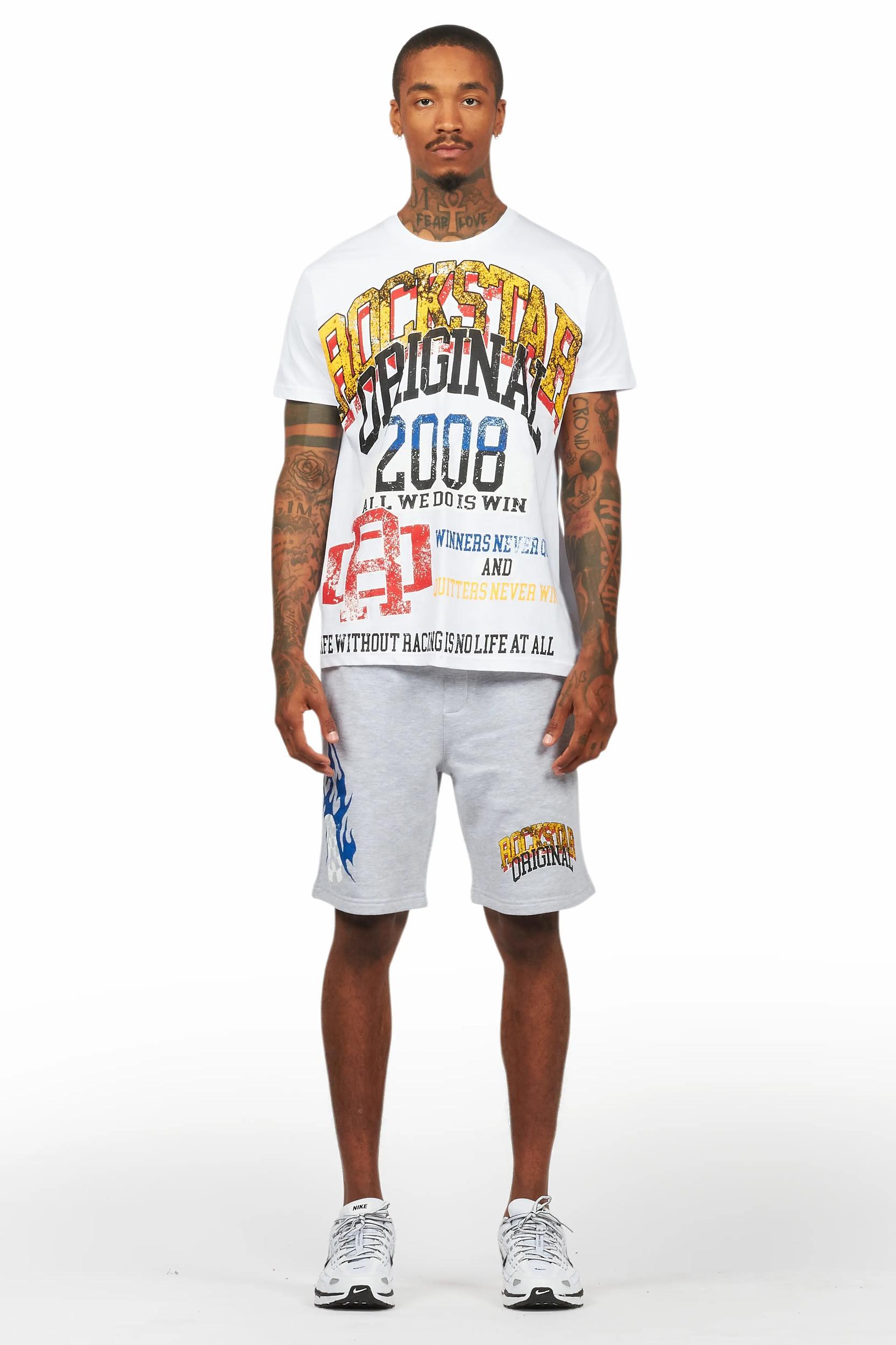 Colorful Race White/Grey T-Shirt Short Set Male Product Image