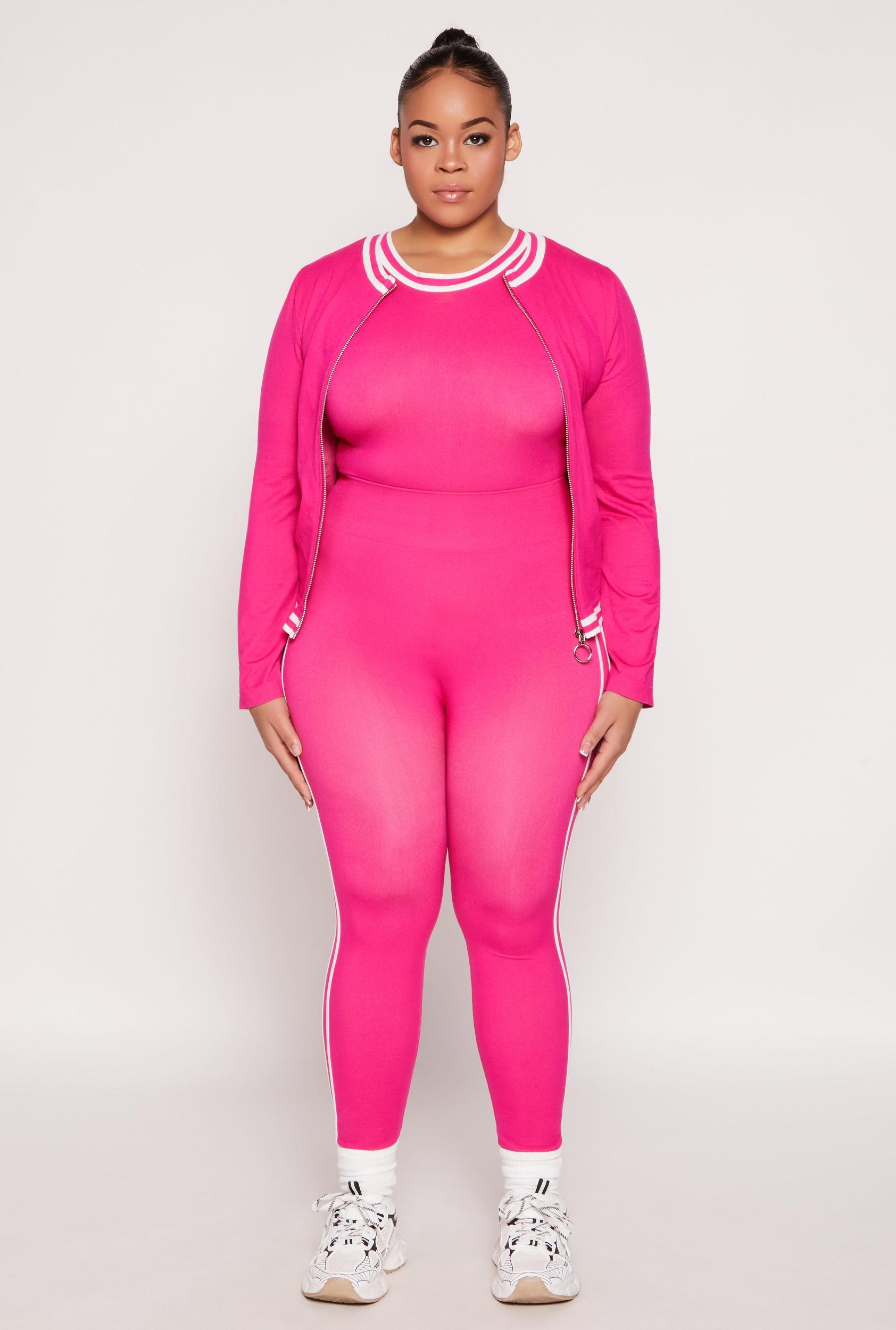 Womens Plus Size Seamless Varsity Stripe Leggings Product Image
