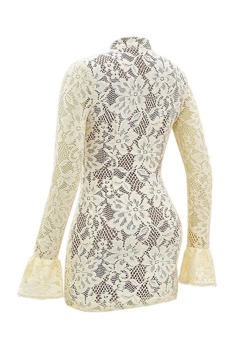 Brianna Buttermilk Keyhole Lace Mini Dress Product Image