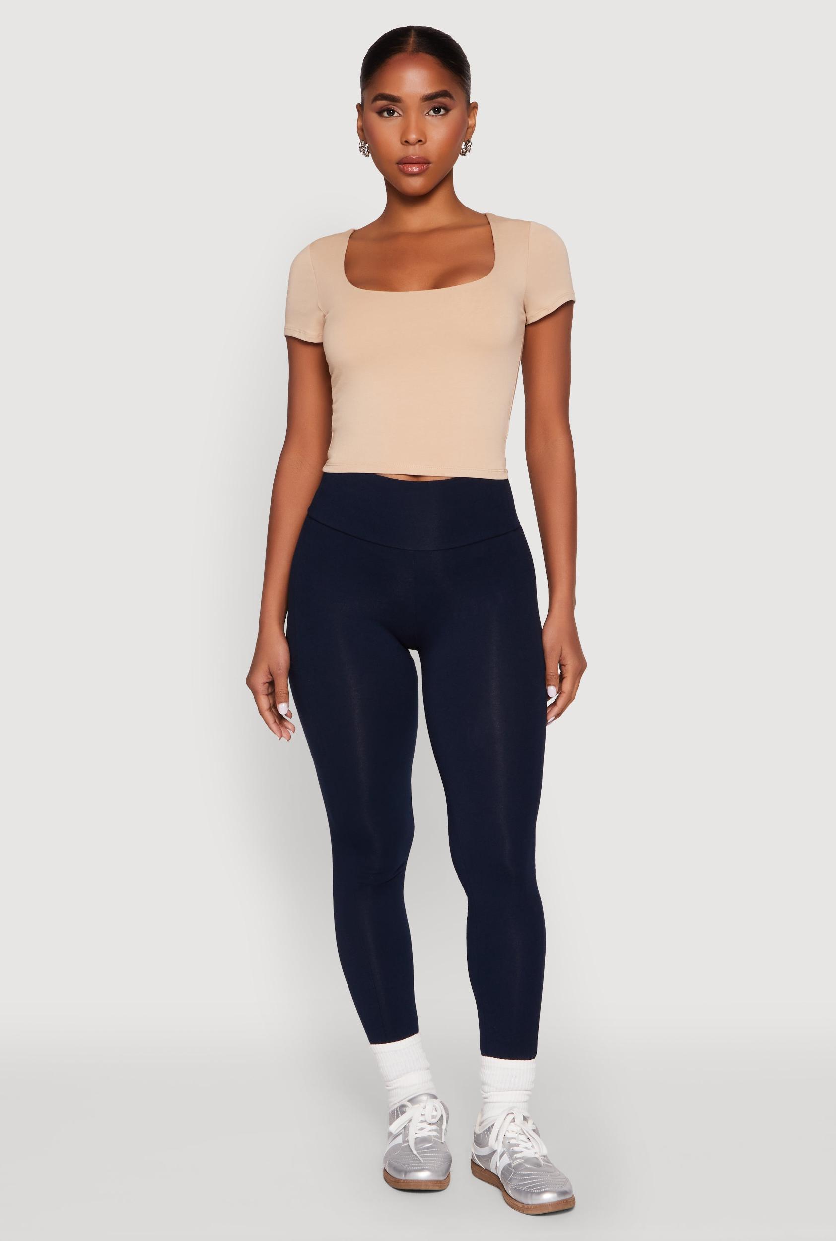 Womens Basic Scoop Neck Cropped Tee Product Image