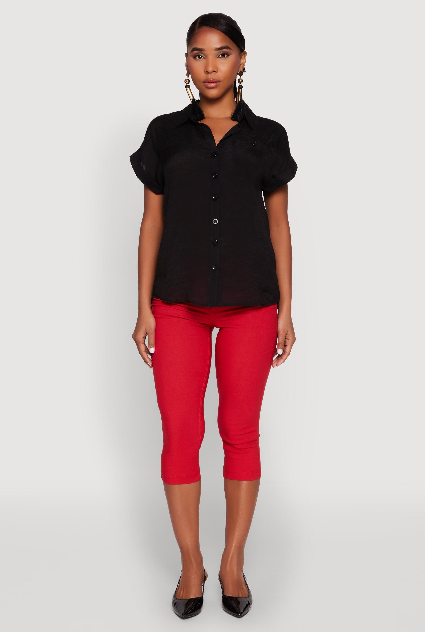 Womens Fixed Cuff Button Front Shirt Product Image